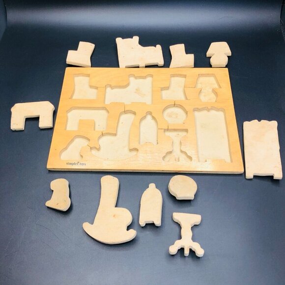 70s Simplex Toys Wooden Cutouts Puzzle Groovy Furniture and Pets - Picture 5 of 10